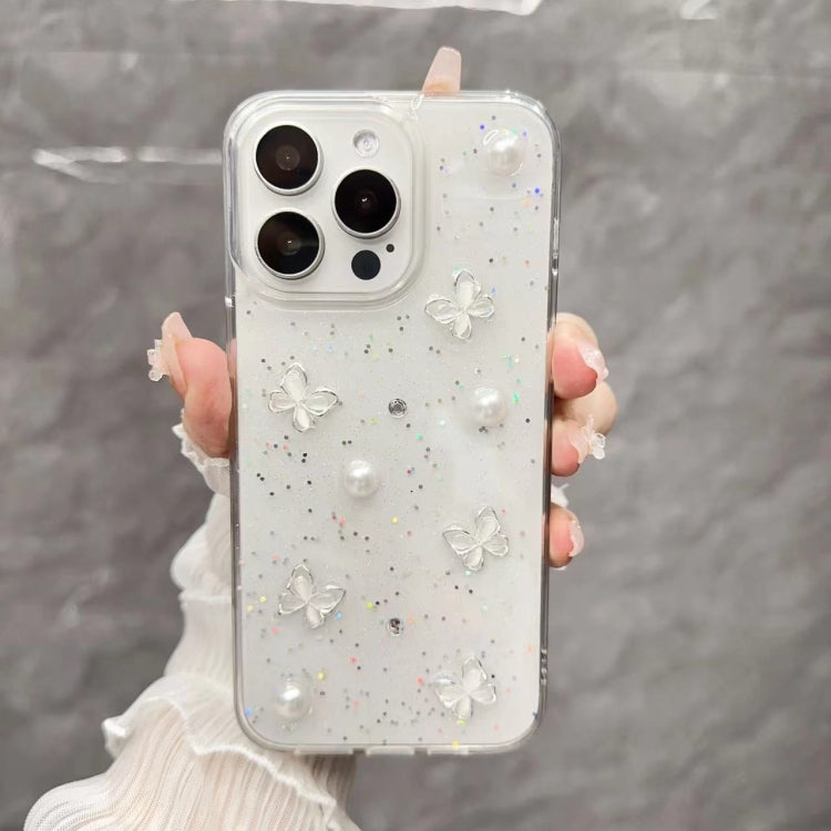 For iPhone 15 Pro Glitter Pearl Butterfly TPU Phone Case(Pearl Butterfly) - HoMEdemic™ 