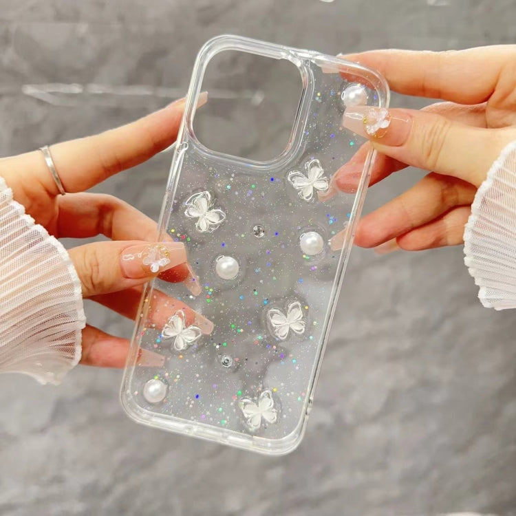 For iPhone 15 Pro Glitter Pearl Butterfly TPU Phone Case(Pearl Butterfly) - HoMEdemic™ 
