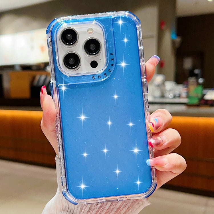 For iPhone 15 Pro Glitter Powder 3-in-1 TPU + PC Phone Case(Blue) - HoMEdemic™ 