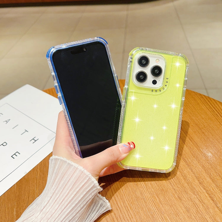 For iPhone 15 Pro Glitter Powder 3-in-1 TPU + PC Phone Case(Yellow) - HoMEdemic™ 