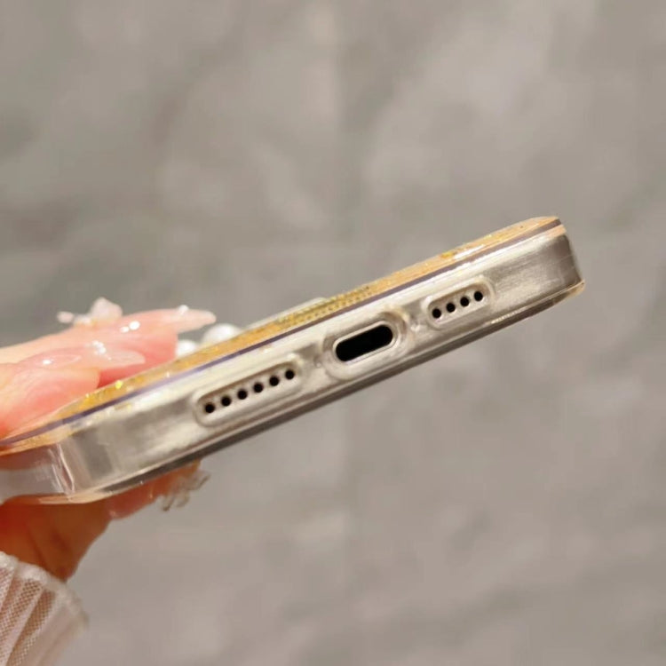 For iPhone 15 Pro Gold Foil Pearl Bow TPU Phone Case(Bow) - HoMEdemic™ 