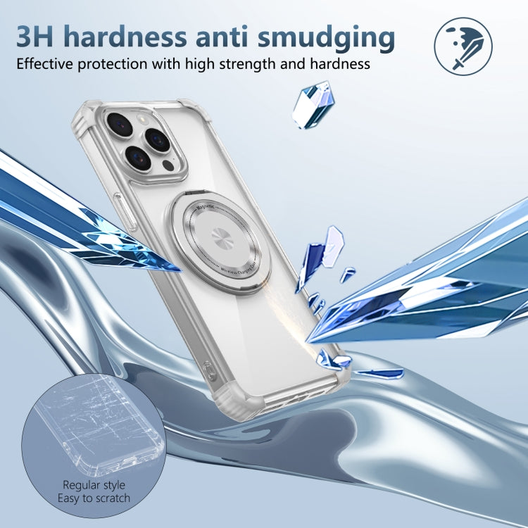 For iPhone 15 Pro Gold Shield CD Pattern MagSafe Magnetic Phone Case with Rotating Stand(Transparent) - HoMEdemic™ 