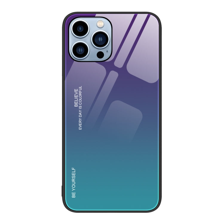 For iPhone 15 Pro Gradient Color Glass Phone Case(Aurora Blue) - HoMEdemic™ 