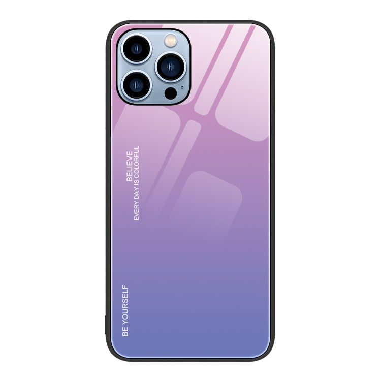 For iPhone 15 Pro Gradient Color Glass Phone Case(Pink Purple) - HoMEdemic™ 