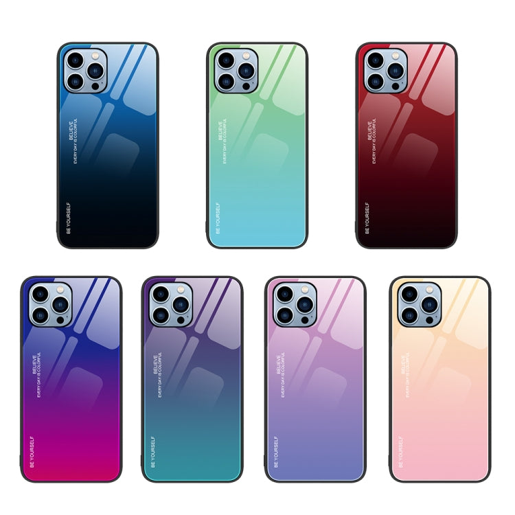 For iPhone 15 Pro Gradient Color Glass Phone Case(Red Black) - HoMEdemic™ 