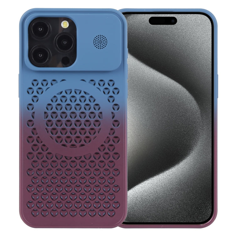 For iPhone 15 Pro Gradient Color Honeycomb Aromatherapy MagSafe Phone Case(Blue Red) - HoMEdemic™ 