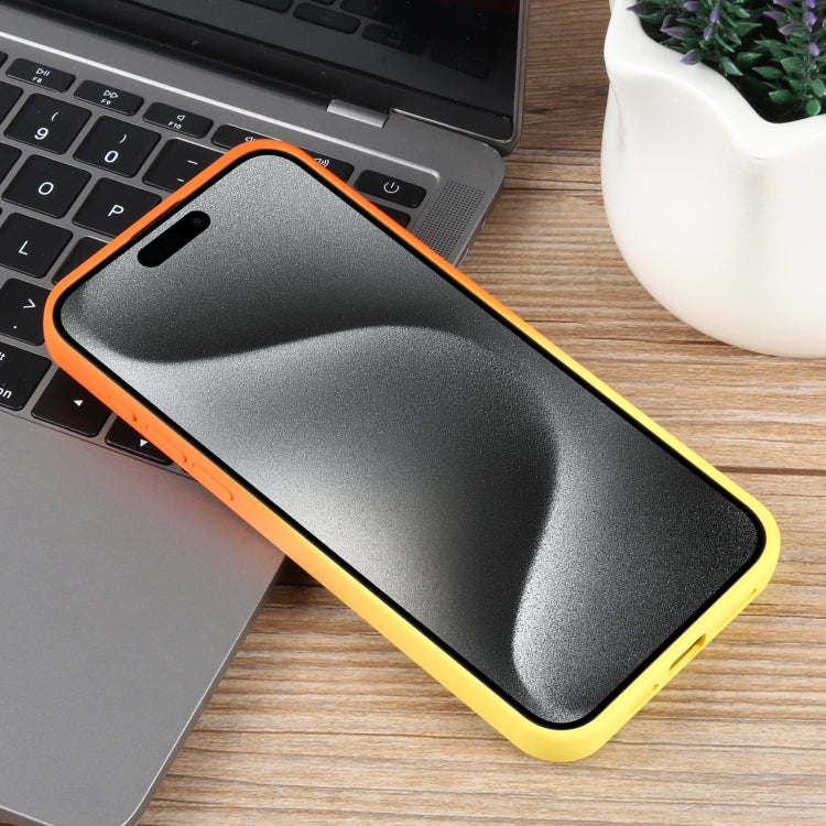 For iPhone 15 Pro Gradient Color Honeycomb Aromatherapy MagSafe Phone Case(Orange Yellow) - HoMEdemic™ 