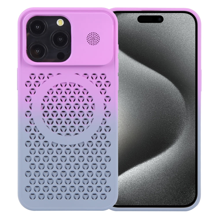 For iPhone 15 Pro Gradient Color Honeycomb Aromatherapy MagSafe Phone Case(Purple Grey) - HoMEdemic™ 