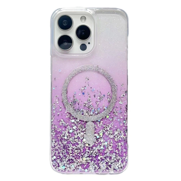 For iPhone 15 Pro Gradient Glitter MagSafe PC Hybrid TPU Phone Case(Gradient Purple) - HoMEdemic™ 