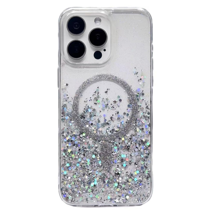 For iPhone 15 Pro Gradient Glitter MagSafe PC Hybrid TPU Phone Case(Gradient Silver) - HoMEdemic™ 