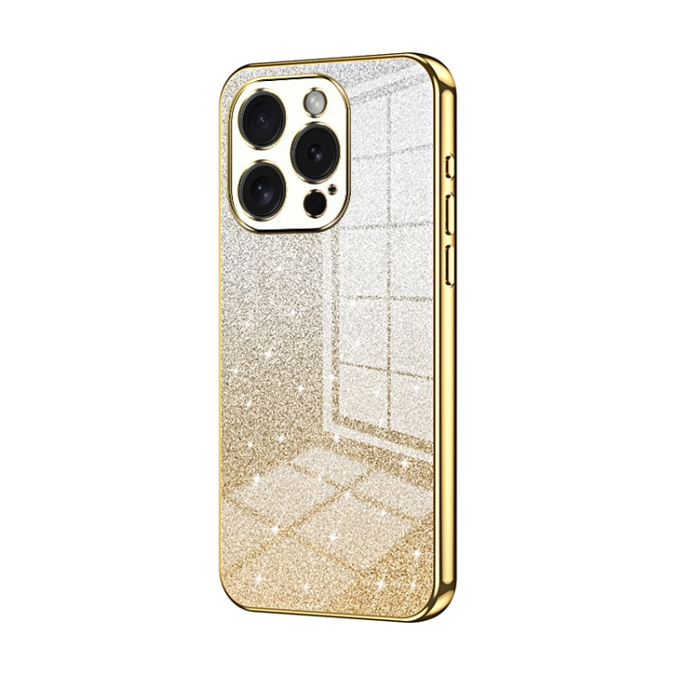 For iPhone 15 Pro Gradient Glitter Powder Electroplated Phone Case(Gold) - HoMEdemic™ 