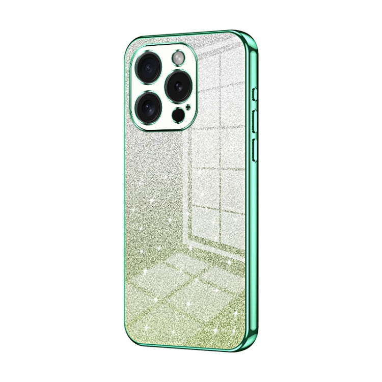 For iPhone 15 Pro Gradient Glitter Powder Electroplated Phone Case(Green) - HoMEdemic™ 