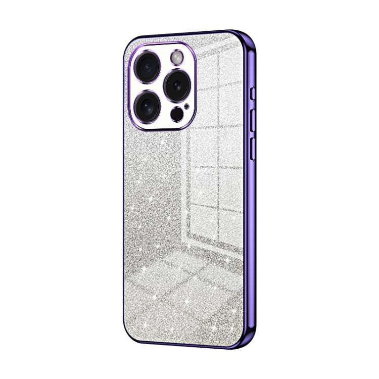 For iPhone 15 Pro Gradient Glitter Powder Electroplated Phone Case(Purple) - HoMEdemic™ 