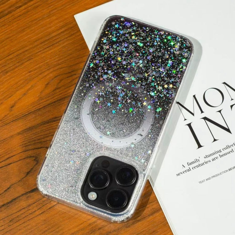 For iPhone 15 Pro Gradient Glitter Starry MagSafe Phone Case(Gradient Black) - HoMEdemic™ 