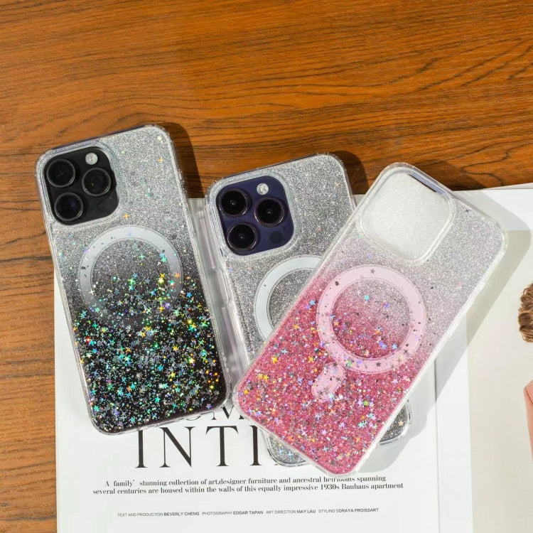 For iPhone 15 Pro Gradient Glitter Starry MagSafe Phone Case(Gradient Black) - HoMEdemic™ 