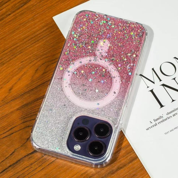 For iPhone 15 Pro Gradient Glitter Starry MagSafe Phone Case(Gradient  Pink) - HoMEdemic™ 