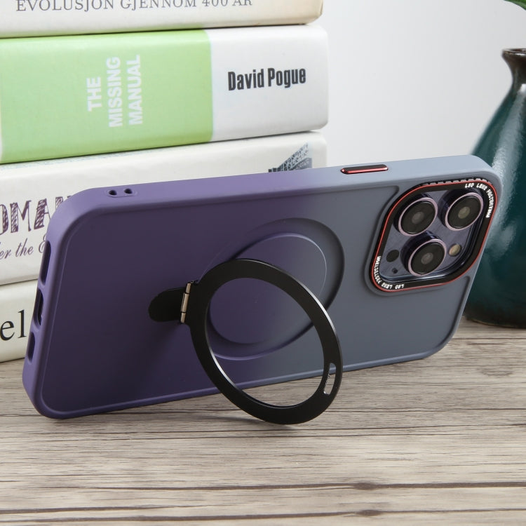 For iPhone 15 Pro Gradient MagSafe Holder Liquid TPU Hybrid PC Phone Case(Blue Purple) - HoMEdemic™ 