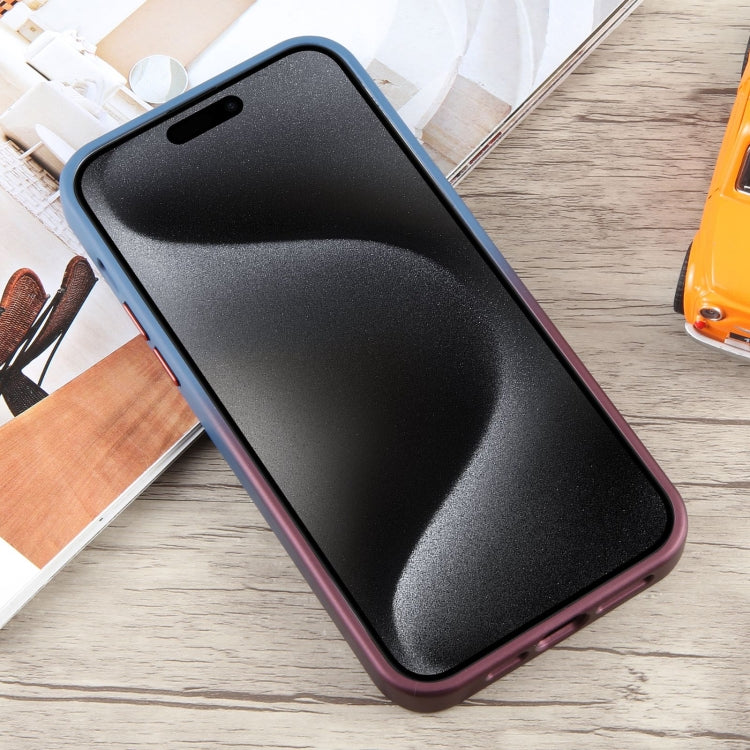 For iPhone 15 Pro Gradient MagSafe Holder Liquid TPU Hybrid PC Phone Case(Blue Wine Red) - HoMEdemic™ 