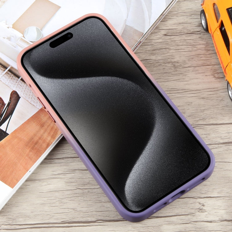 For iPhone 15 Pro Gradient MagSafe Holder Liquid TPU Hybrid PC Phone Case(Pink Purple) - HoMEdemic™ 