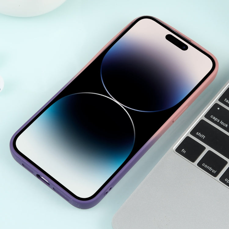 For iPhone 15 Pro Gradient Starry Silicone Phone Case with Lens Film(Pink Purple) - HoMEdemic™ 