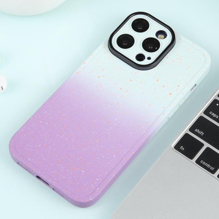For iPhone 15 Pro Gradient Starry Silicone Phone Case with Lens Film(White Purple) - HoMEdemic™ 