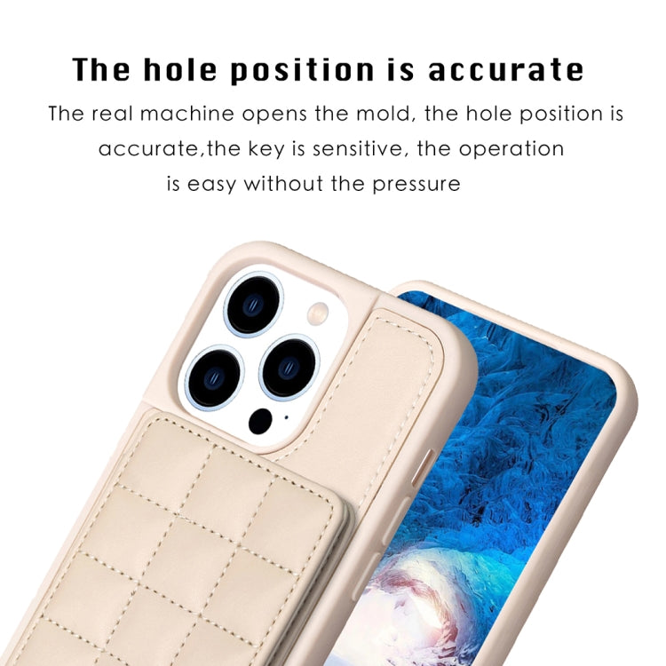 For iPhone 15 Pro Grid Card Slot Holder Phone Case(Beige) - HoMEdemic™ 