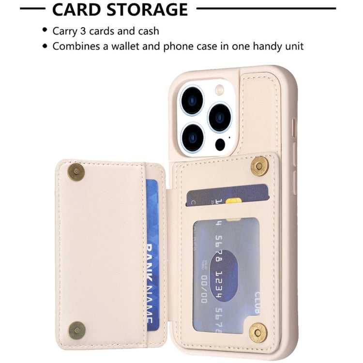 For iPhone 15 Pro Grid Card Slot Holder Phone Case(Beige) - HoMEdemic™ 