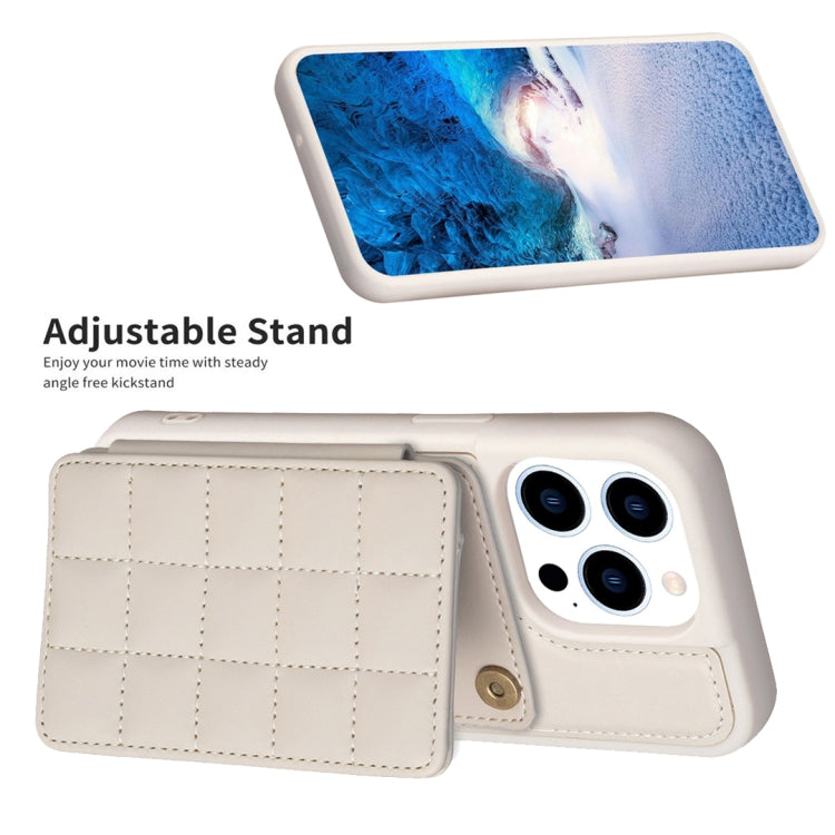For iPhone 15 Pro Grid Card Slot Holder Phone Case(Beige) - HoMEdemic™ 
