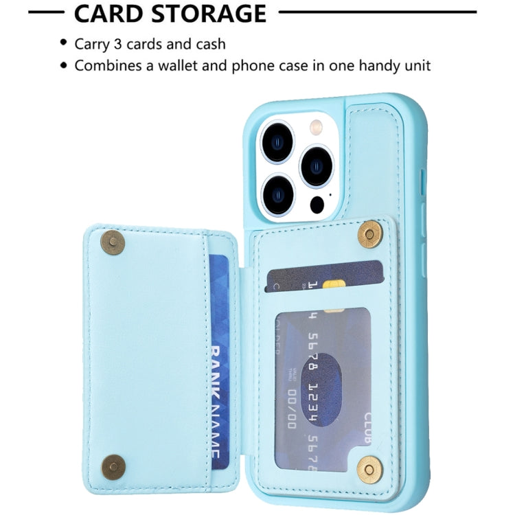 For iPhone 15 Pro Grid Card Slot Holder Phone Case(Blue) - HoMEdemic™ 