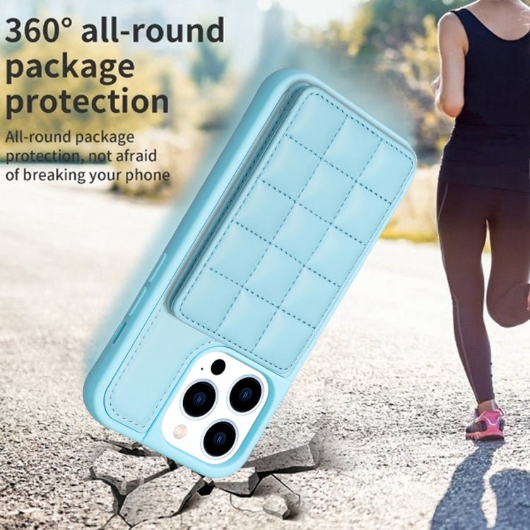 For iPhone 15 Pro Grid Card Slot Holder Phone Case(Blue) - HoMEdemic™ 