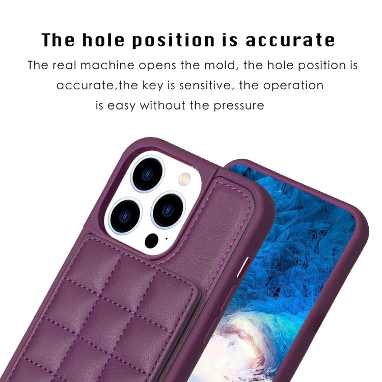 For iPhone 15 Pro Grid Card Slot Holder Phone Case(Dark Purple) - HoMEdemic™ 