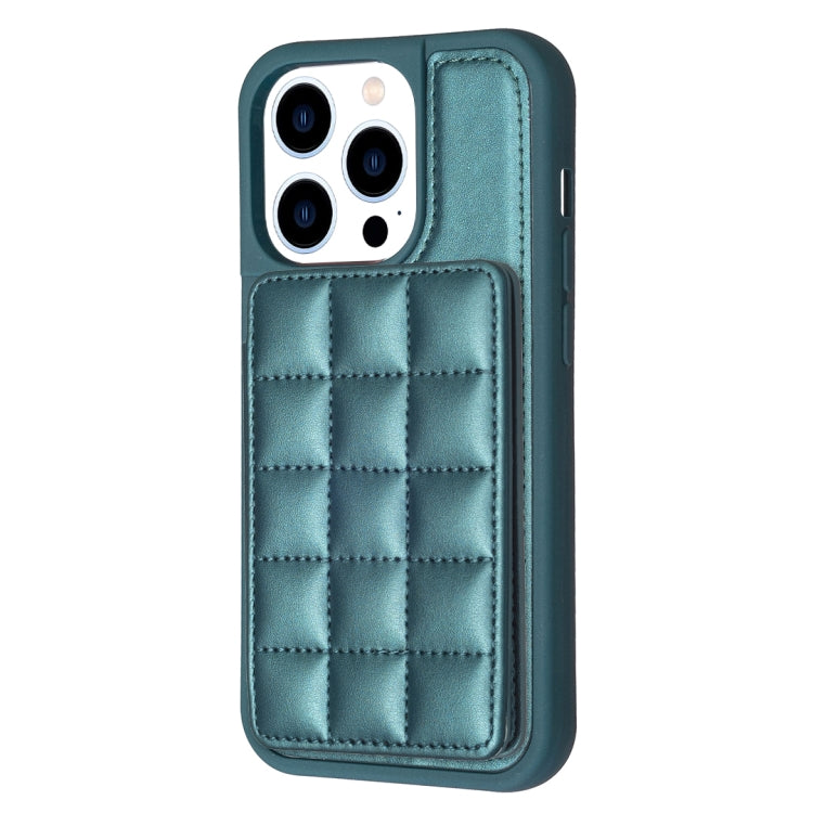 For iPhone 15 Pro Grid Card Slot Holder Phone Case(Green) - HoMEdemic™ 