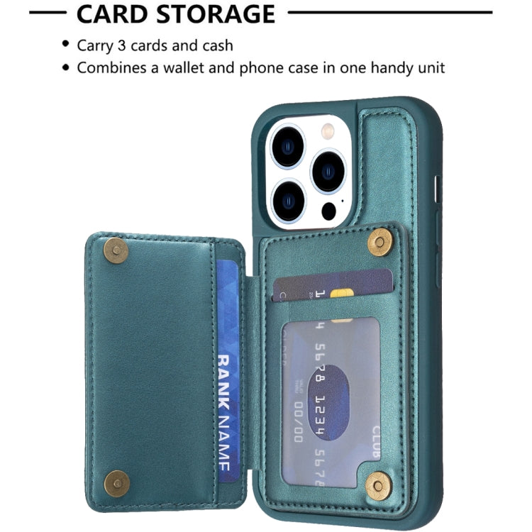 For iPhone 15 Pro Grid Card Slot Holder Phone Case(Green) - HoMEdemic™ 