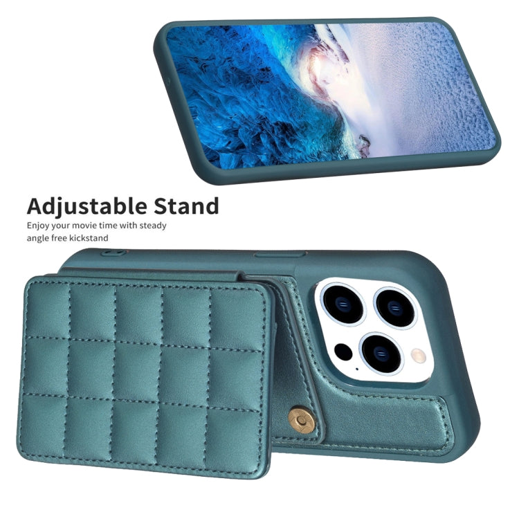 For iPhone 15 Pro Grid Card Slot Holder Phone Case(Green) - HoMEdemic™ 