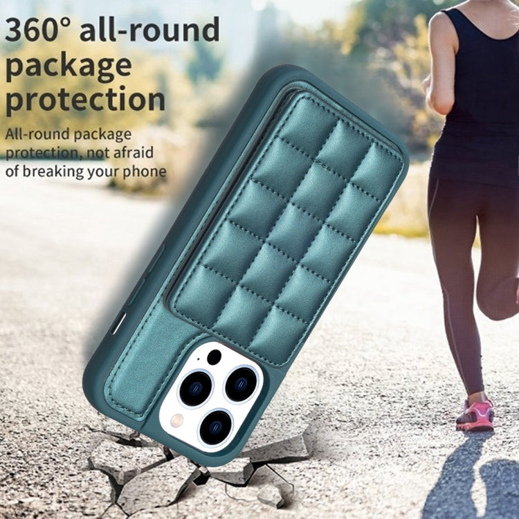 For iPhone 15 Pro Grid Card Slot Holder Phone Case(Green) - HoMEdemic™ 