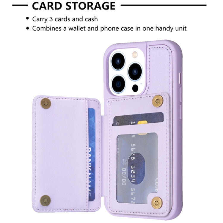 For iPhone 15 Pro Grid Card Slot Holder Phone Case(Light Purple) - HoMEdemic™ 