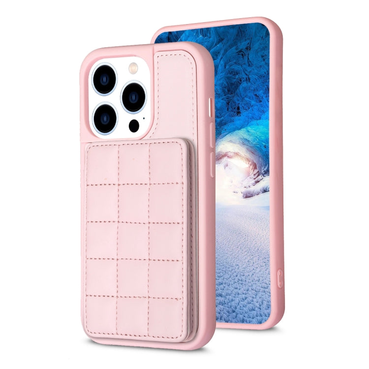 For iPhone 15 Pro Grid Card Slot Holder Phone Case(Pink) - HoMEdemic™ 