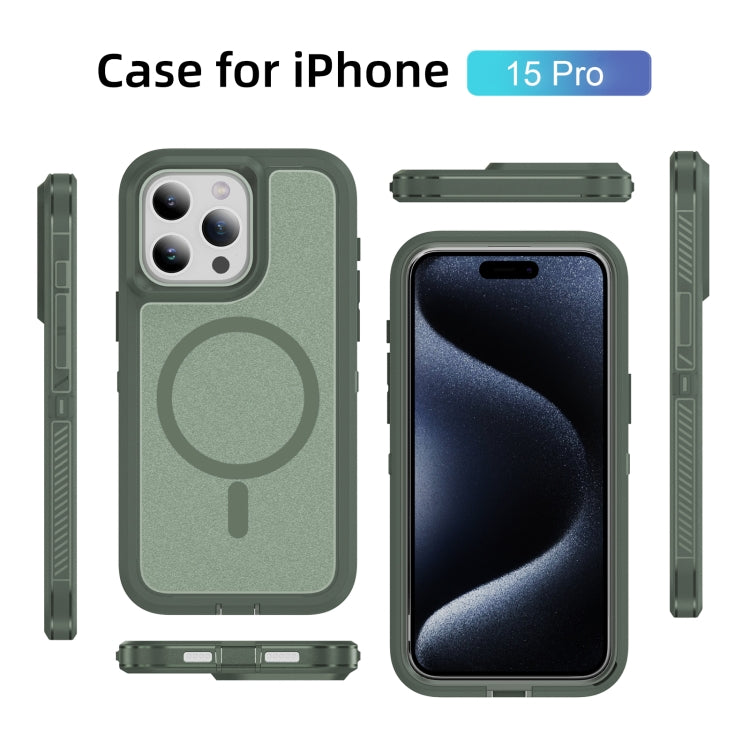 For iPhone 15 Pro Guard Magsafe Magnetic Ring Matte Phone Case(Green) - HoMEdemic™ 