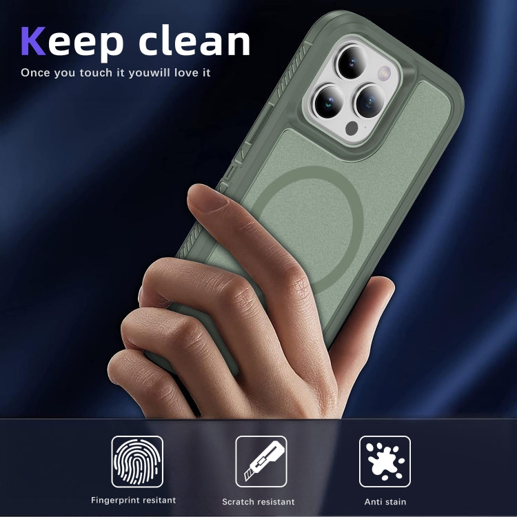 For iPhone 15 Pro Guard Magsafe Magnetic Ring Matte Phone Case(Green) - HoMEdemic™ 