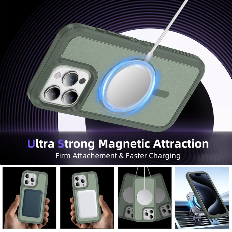 For iPhone 15 Pro Guard Magsafe Magnetic Ring Matte Phone Case(Green) - HoMEdemic™ 