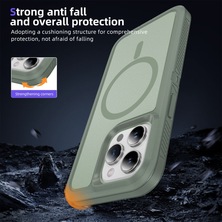 For iPhone 15 Pro Guard Magsafe Magnetic Ring Matte Phone Case(Green) - HoMEdemic™ 