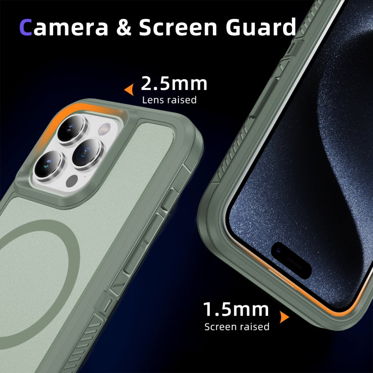 For iPhone 15 Pro Guard Magsafe Magnetic Ring Matte Phone Case(Green) - HoMEdemic™ 