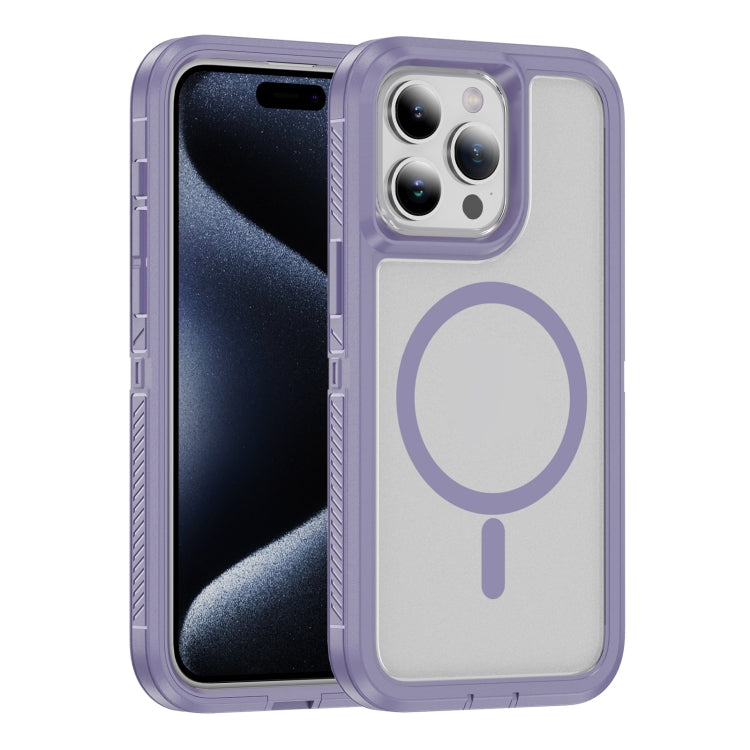 For iPhone 15 Pro Guard Magsafe Magnetic Ring Matte Phone Case(Light Purple) - HoMEdemic™ 
