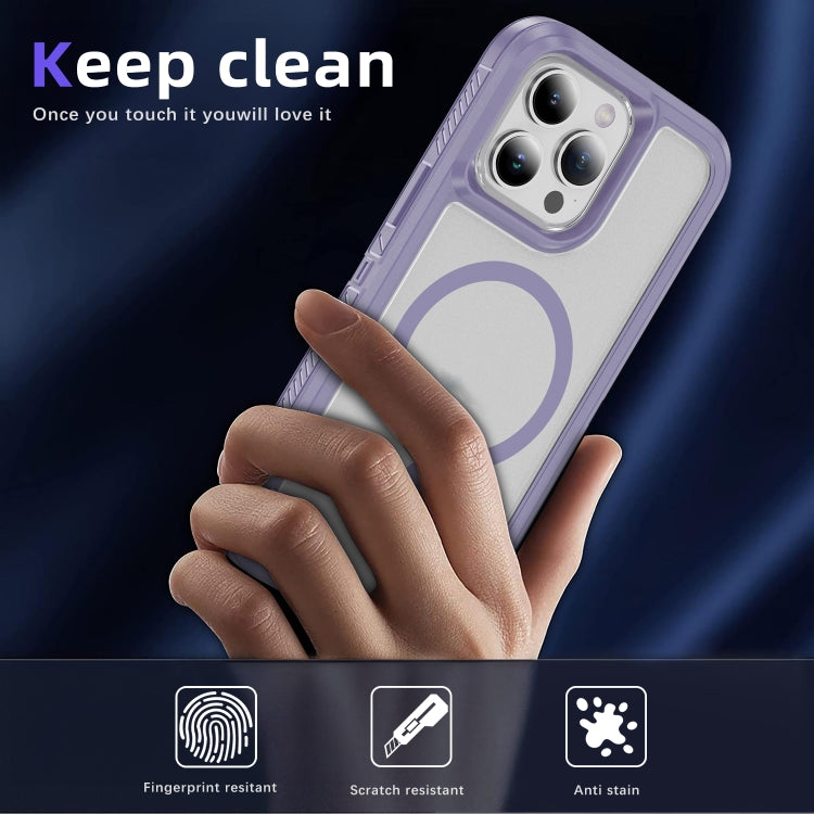 For iPhone 15 Pro Guard Magsafe Magnetic Ring Matte Phone Case(Light Purple) - HoMEdemic™ 