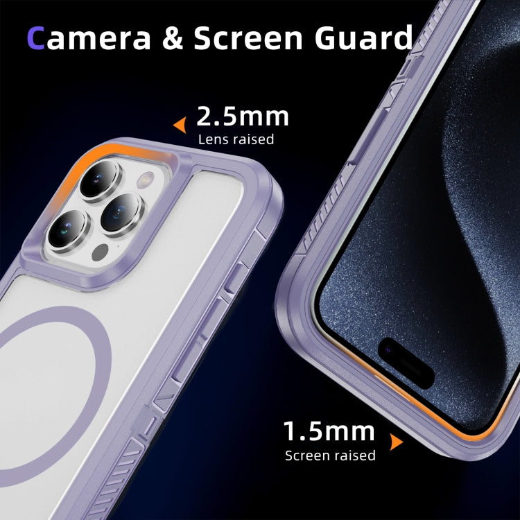 For iPhone 15 Pro Guard Magsafe Magnetic Ring Matte Phone Case(Light Purple) - HoMEdemic™ 