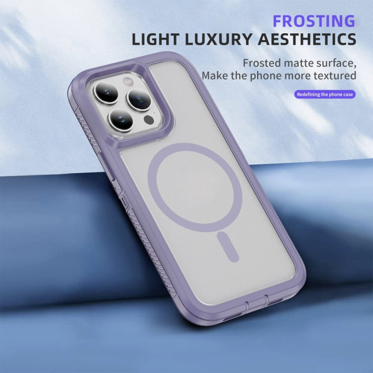 For iPhone 15 Pro Guard Magsafe Magnetic Ring Matte Phone Case(Light Purple) - HoMEdemic™ 
