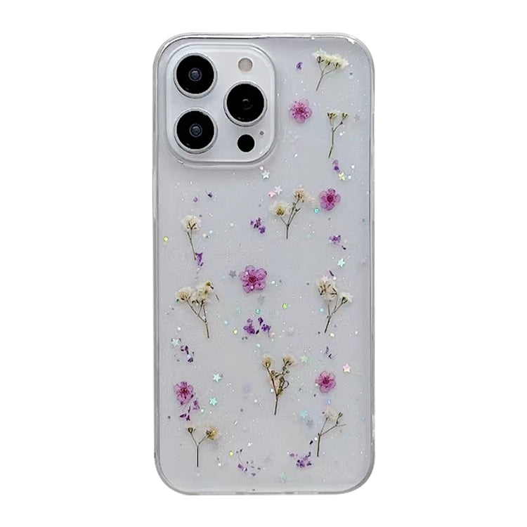For iPhone 15 Pro Gypsophila Flowers Pattern TPU Protective Phone Case(Purple) - HoMEdemic™ 
