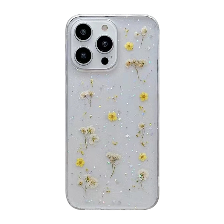 For iPhone 15 Pro Gypsophila Flowers Pattern TPU Protective Phone Case(Yellow) - HoMEdemic™ 