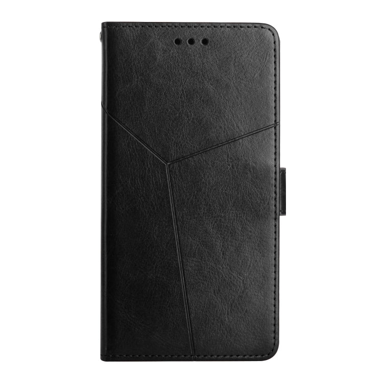 For iPhone 15 Pro HT01 Y-shaped Pattern Flip Leather Phone Case(Black) - HoMEdemic™ 