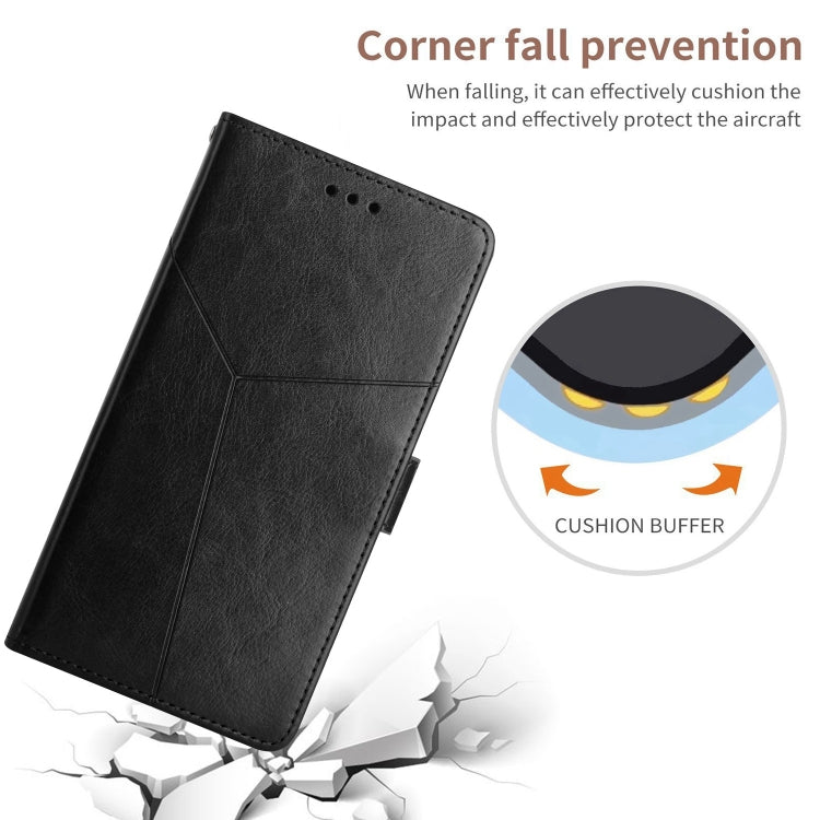 For iPhone 15 Pro HT01 Y-shaped Pattern Flip Leather Phone Case(Black) - HoMEdemic™ 